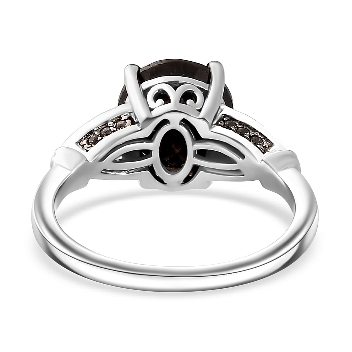 Zawadi Chocolate Sapphire and Champagne Zircon Ring (Size 6.0) and Pendant Necklace 20 Inches in Rhodium Over Sterling Silver 6.00 ctw image number 5