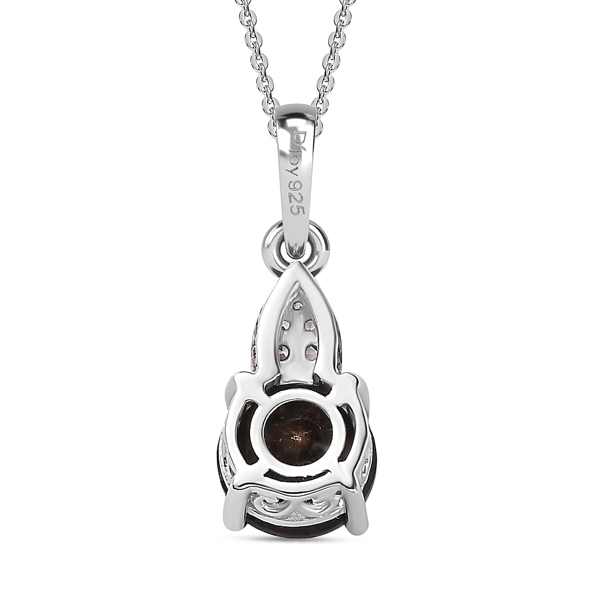 Zawadi Chocolate Sapphire and Champagne Zircon Ring (Size 6.0) and Pendant Necklace 20 Inches in Rhodium Over Sterling Silver 6.00 ctw image number 8