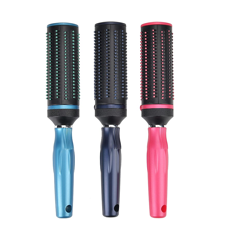 Set of 3 Portable Easy Clean Rotating Comb - Navy, Blue and Brown