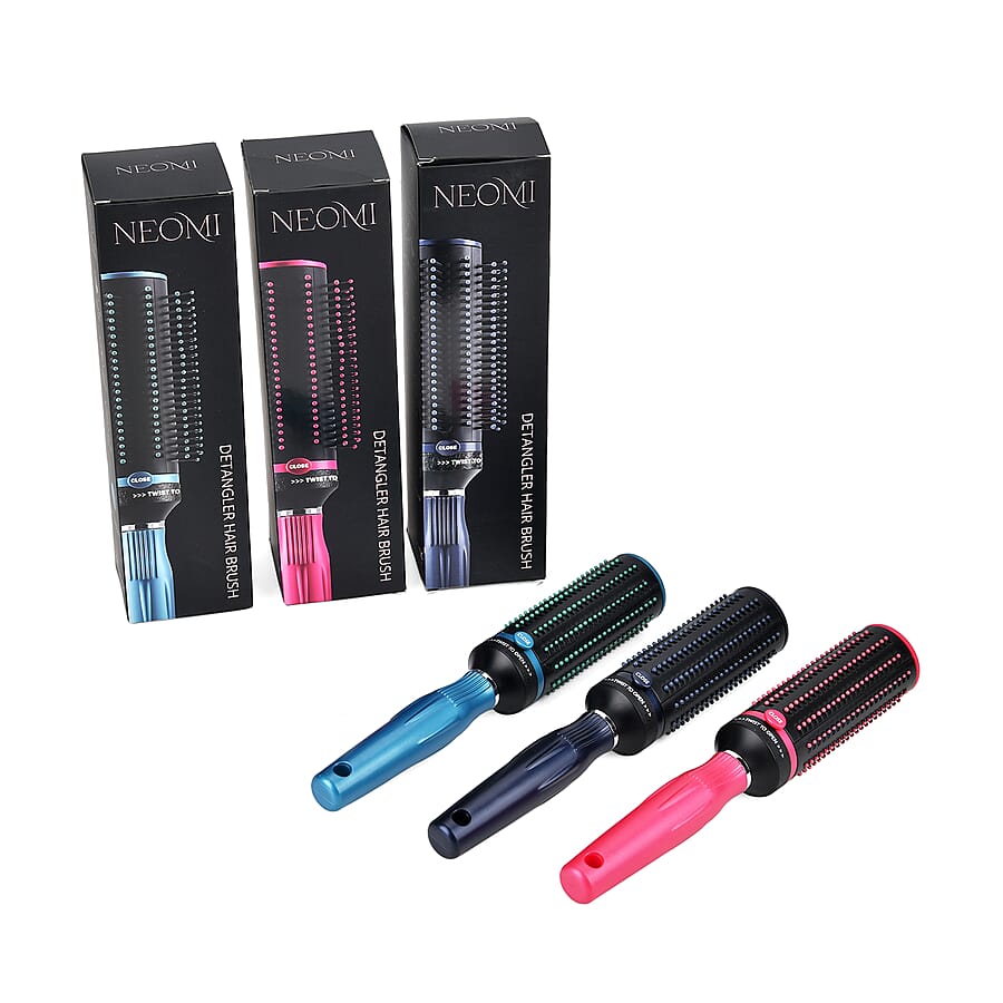 Set of 3 Portable Easy Clean Rotating Comb - Navy, Blue and Brown