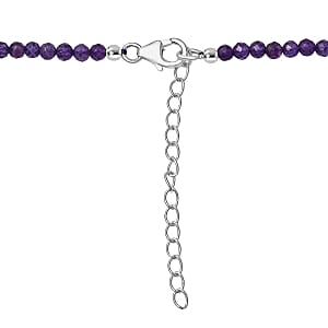 African Amethyst Beads Pendant 41.92 ctw Necklace in Rhodium Over Sterling Silver 18 Inches