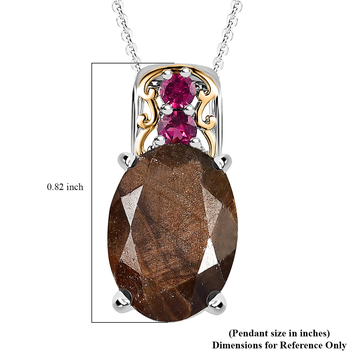 Zawadi Chocolate Sapphire and Orissa Rhodolite Garnet Pendant Necklace 20 Inches in 18K Vermeil YG and Rhodium Over Sterling Silver 8.65 ctw