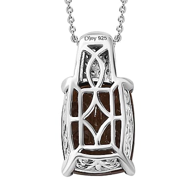 Zawadi Chocolate Sapphire and Champagne Zircon Pendant Necklace 20 Inches in Rhodium Over Sterling Silver 15.75 ctw