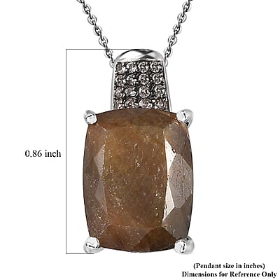 Zawadi Chocolate Sapphire and Champagne Zircon Pendant Necklace 20 Inches in Rhodium Over Sterling Silver 15.75 ctw