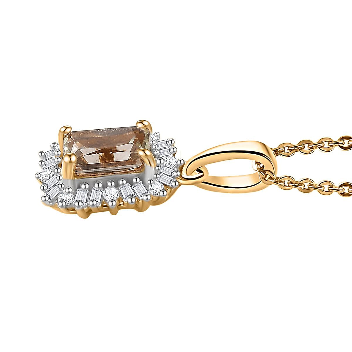 AAA Turkizite and Diamond Sunburst Pendant Necklace 20 Inches in 18K Vermeil Yellow Gold Over Sterling Silver 0.80 ctw