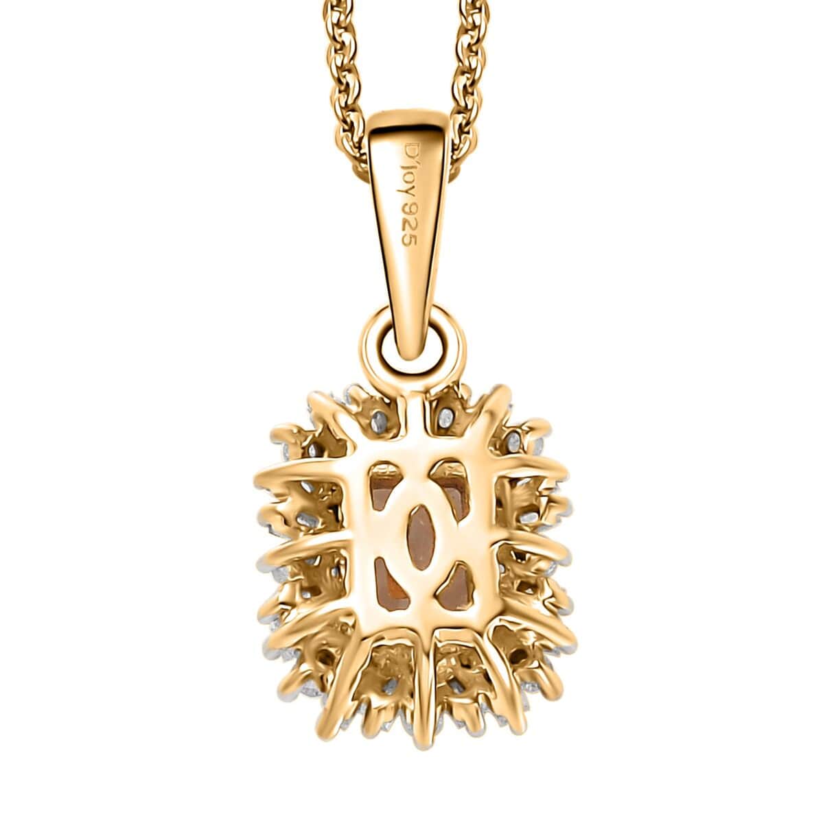 AAA Turkizite and Diamond Sunburst Pendant Necklace 20 Inches in 18K Vermeil Yellow Gold Over Sterling Silver 0.80 ctw image number 4