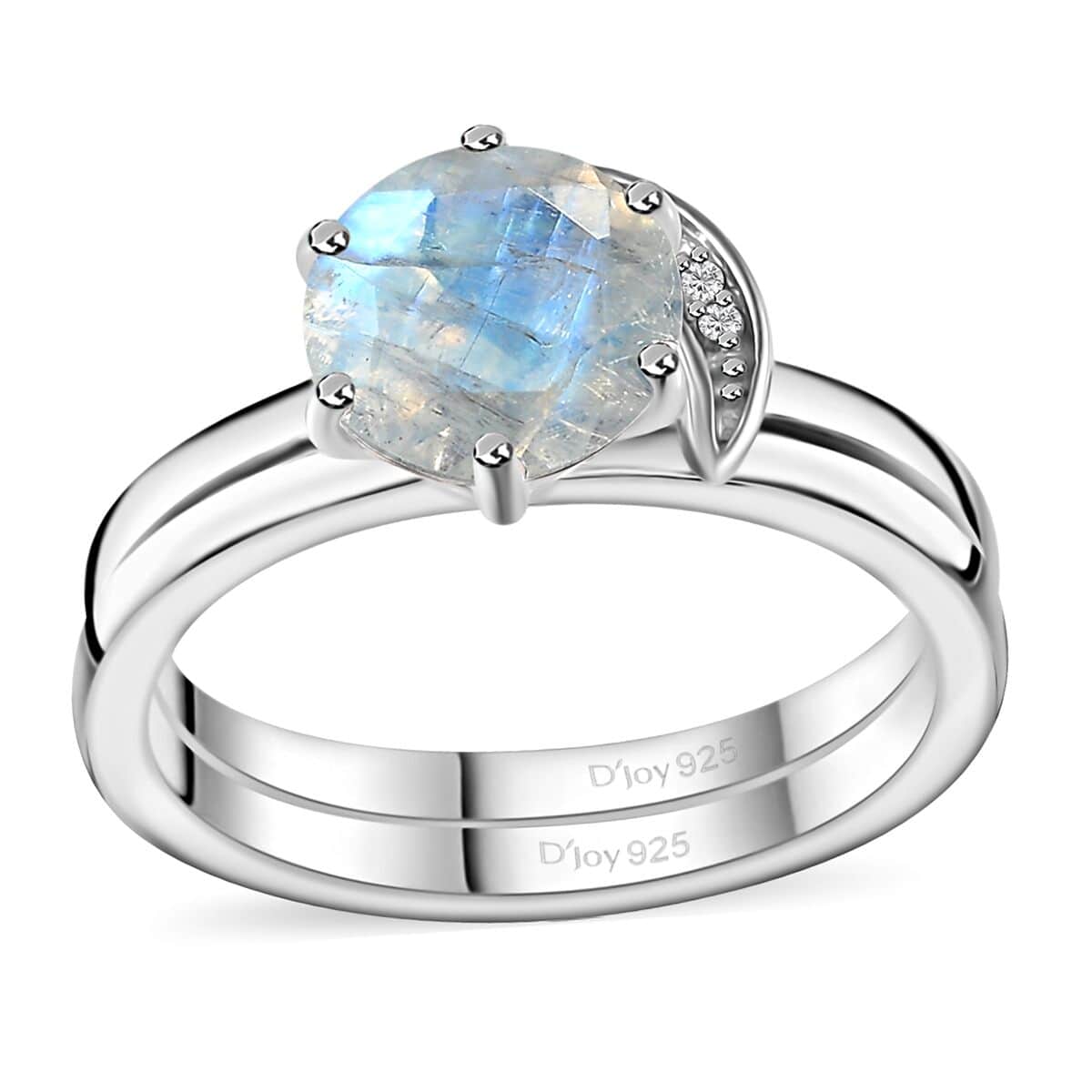 Moon Glow Moonstone White Zircon store Ring.