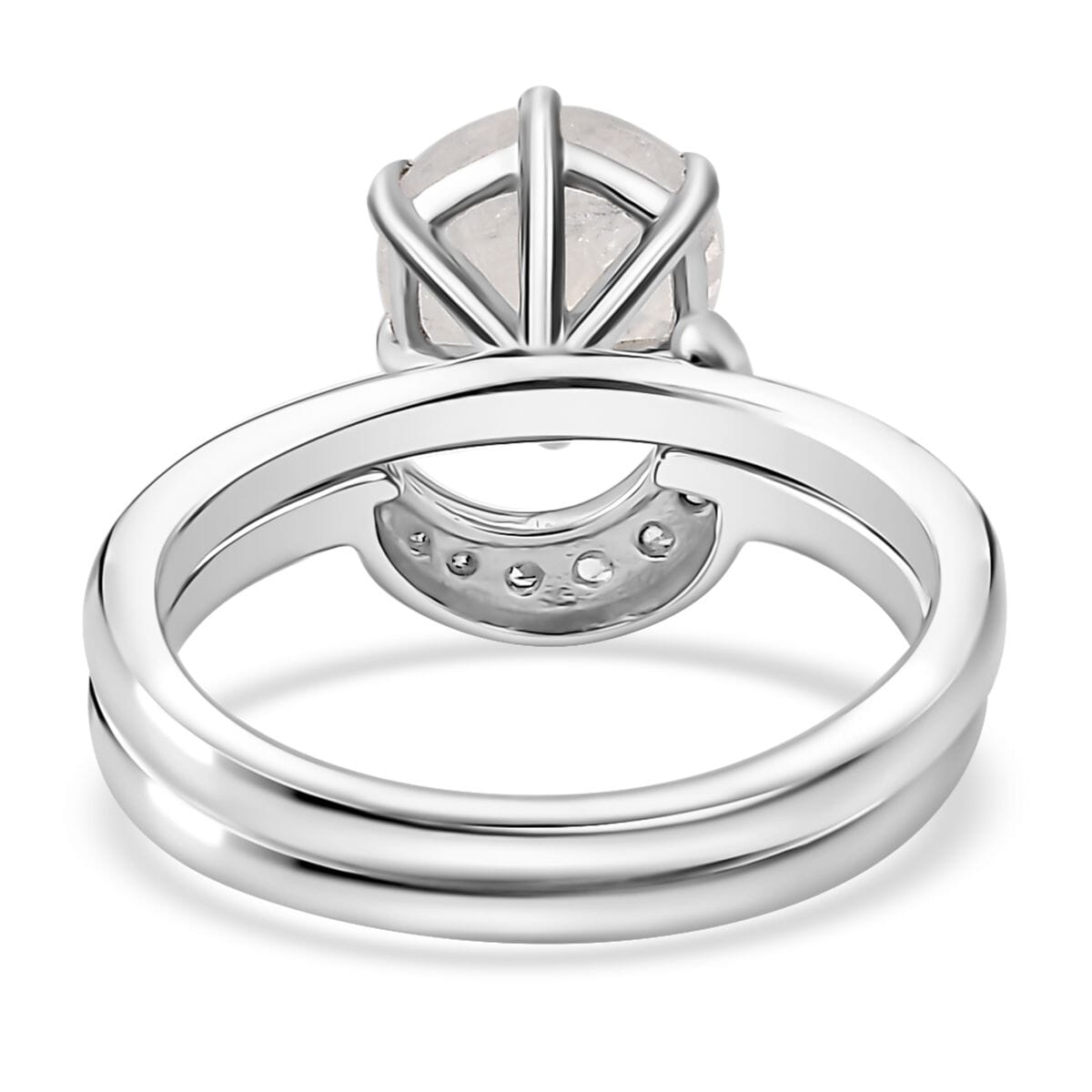 Buy Moon Glow Moonstone and White Zircon Set of 2 Stackable Buy Moon Glow Moonstone and White Zircon Set of 2 Stackable
