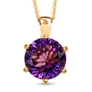 African Amethyst, White Zircon Pendant Necklace (20 Inches) in Vermeil YG Over Sterling Silver 5.50 ctw