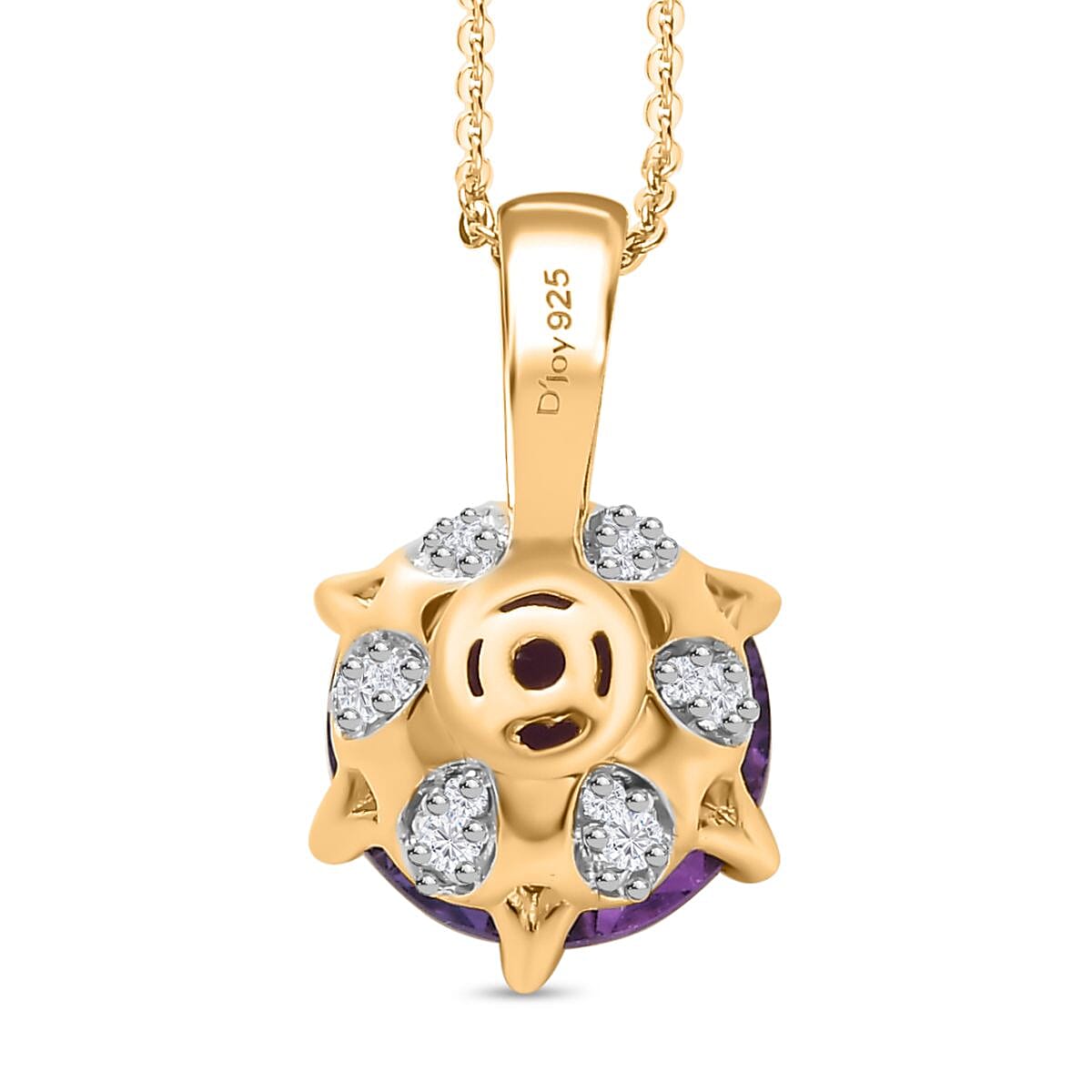 African Amethyst, White Zircon Pendant Necklace (20 Inches) in Vermeil YG Over Sterling Silver 5.50 ctw