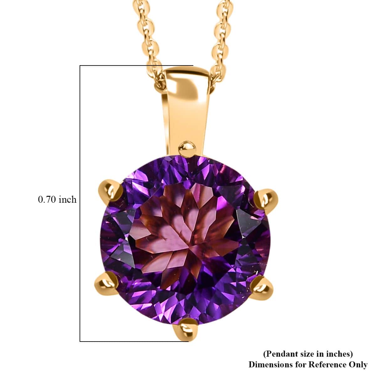 African Amethyst, White Zircon Pendant Necklace (20 Inches) in Vermeil YG Over Sterling Silver 5.50 ctw image number 5