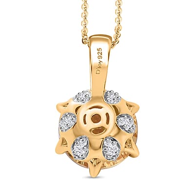 Brazilian Citrine and White Zircon Pendant Necklace 20 Inches in Vermeil Yellow Gold Over Sterling Silver 6.20 ctw