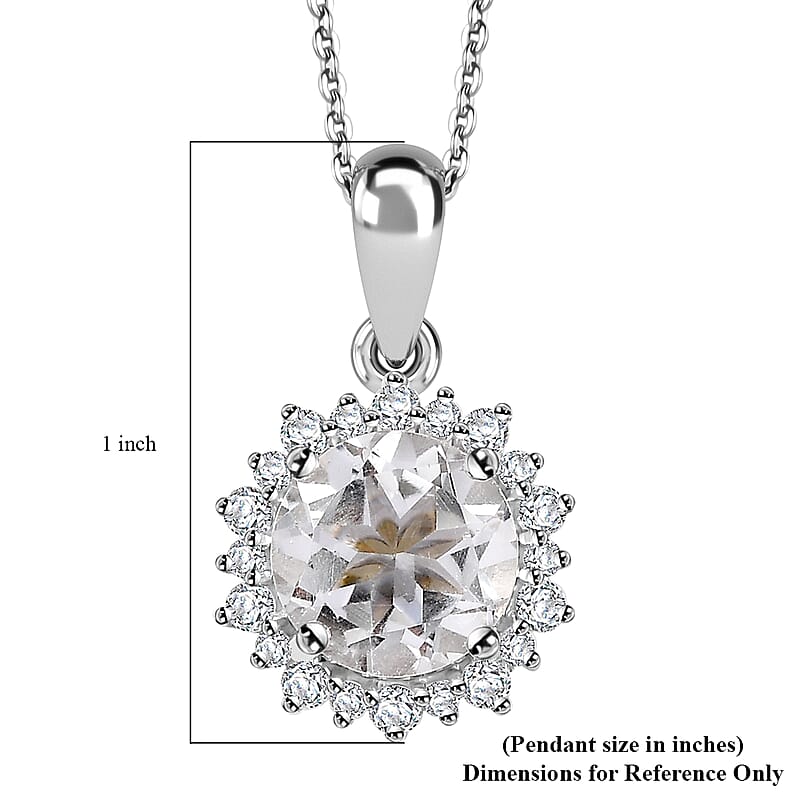 Brazilian Petalite and Multi Gemstone Sunburst Pendant Necklace 20 Inches in Rhodium Over Sterling Silver 5.35 ctw
