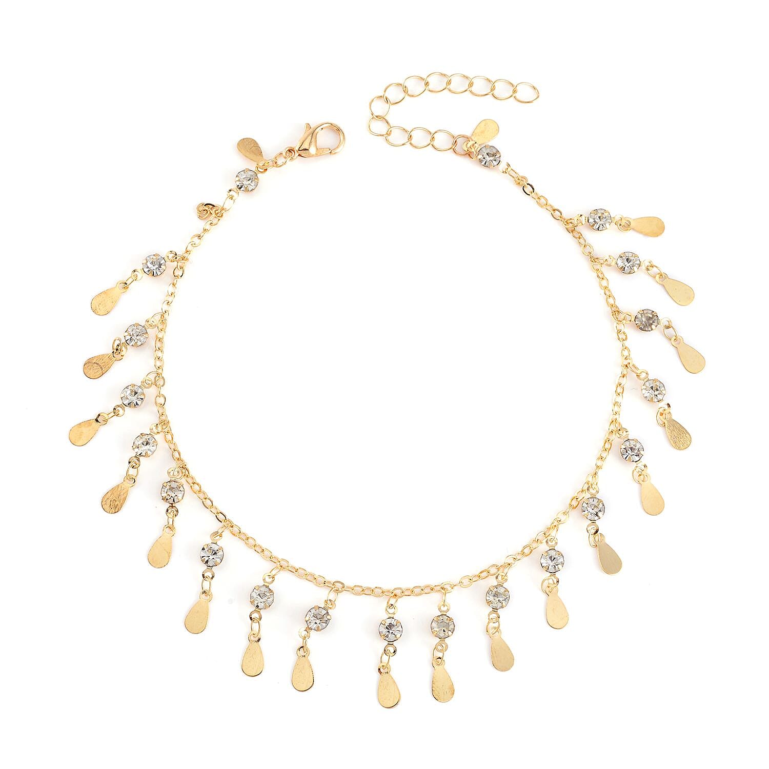 Multi Color Austrian Crystal Set of 3 Anklet in Goldtone (9 In)