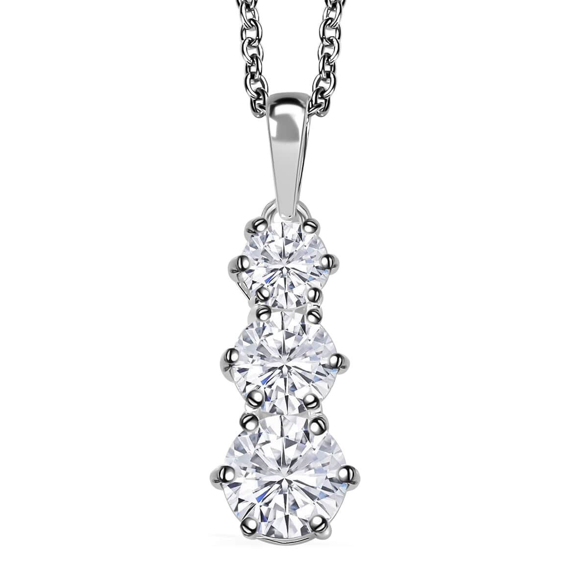 Simulated Diamond 4.75 ctw Pendant in Sterling Silver with Stainless Steel Necklace 20 Inches image number 0