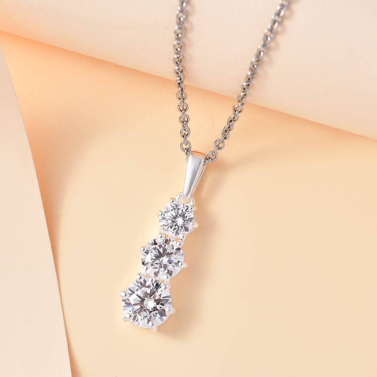 Simulated Diamond 4.75 ctw Pendant in Sterling Silver with Stainless Steel Necklace 20 Inches image number 1