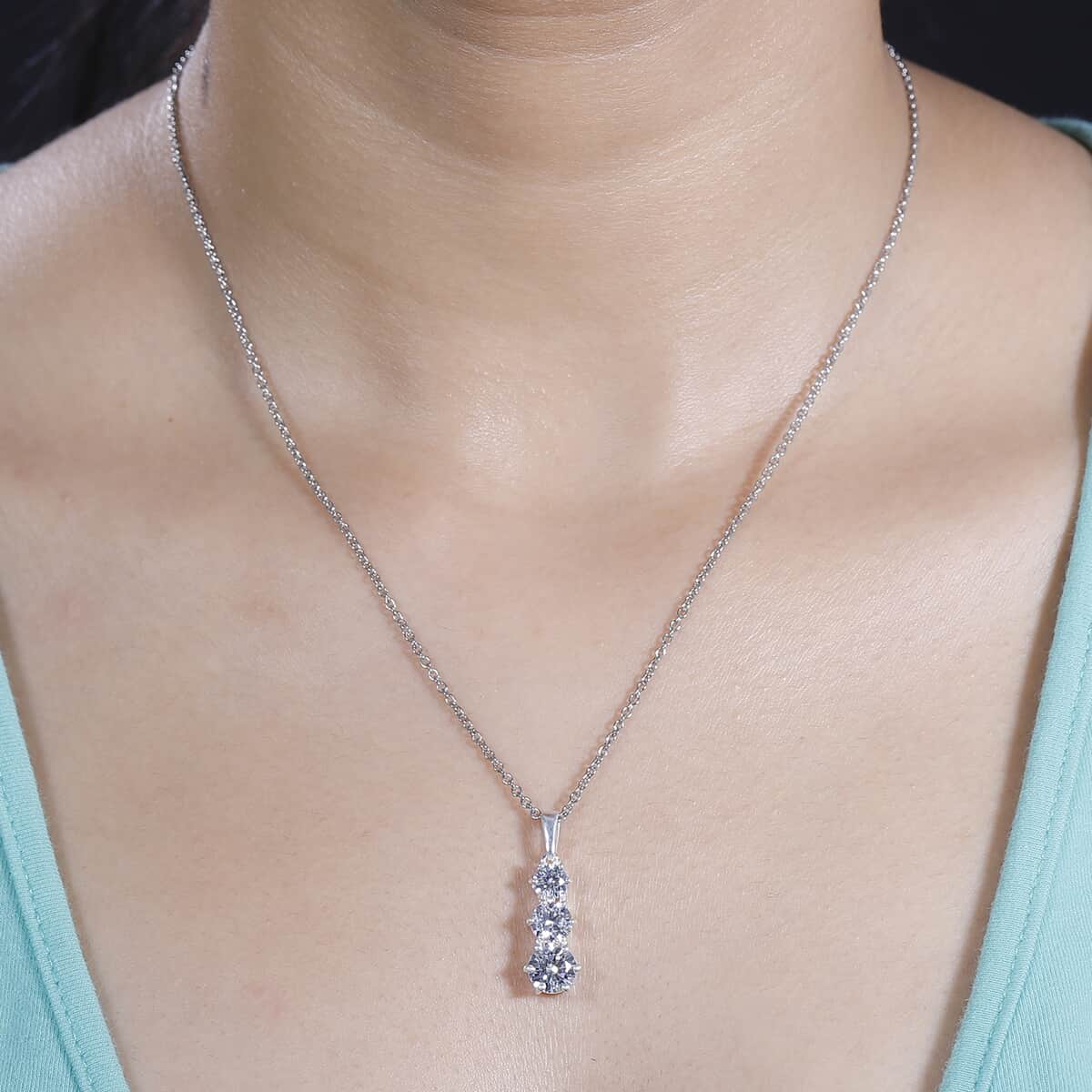 Simulated Diamond 4.75 ctw Pendant in Sterling Silver with Stainless Steel Necklace 20 Inches image number 3