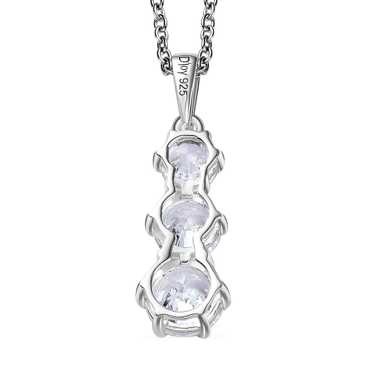 Simulated Diamond 4.75 ctw Pendant in Sterling Silver with Stainless Steel Necklace 20 Inches image number 5