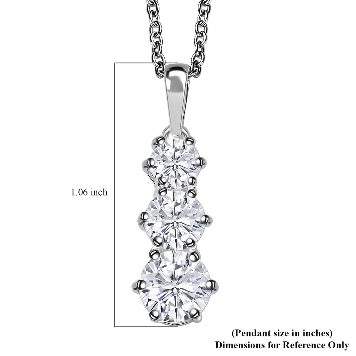 Simulated Diamond 4.75 ctw Pendant in Sterling Silver with Stainless Steel Necklace 20 Inches image number 7