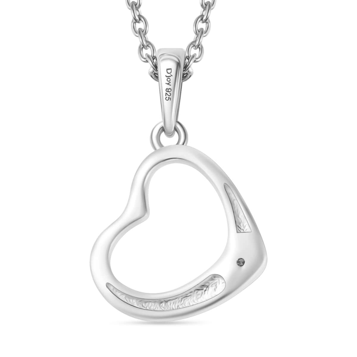 Diamond Accent Heart Pendant in Sterling Silver with Stainless Steel Necklace 20 Inches image number 4