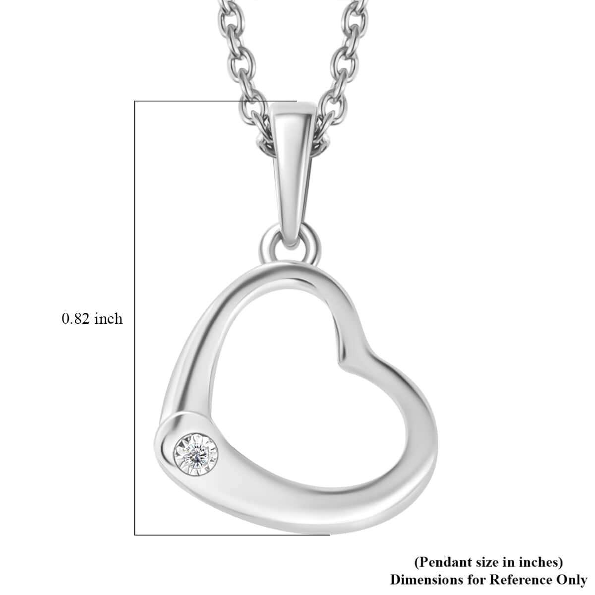 Diamond Accent Heart Pendant in Sterling Silver with Stainless Steel Necklace 20 Inches image number 6