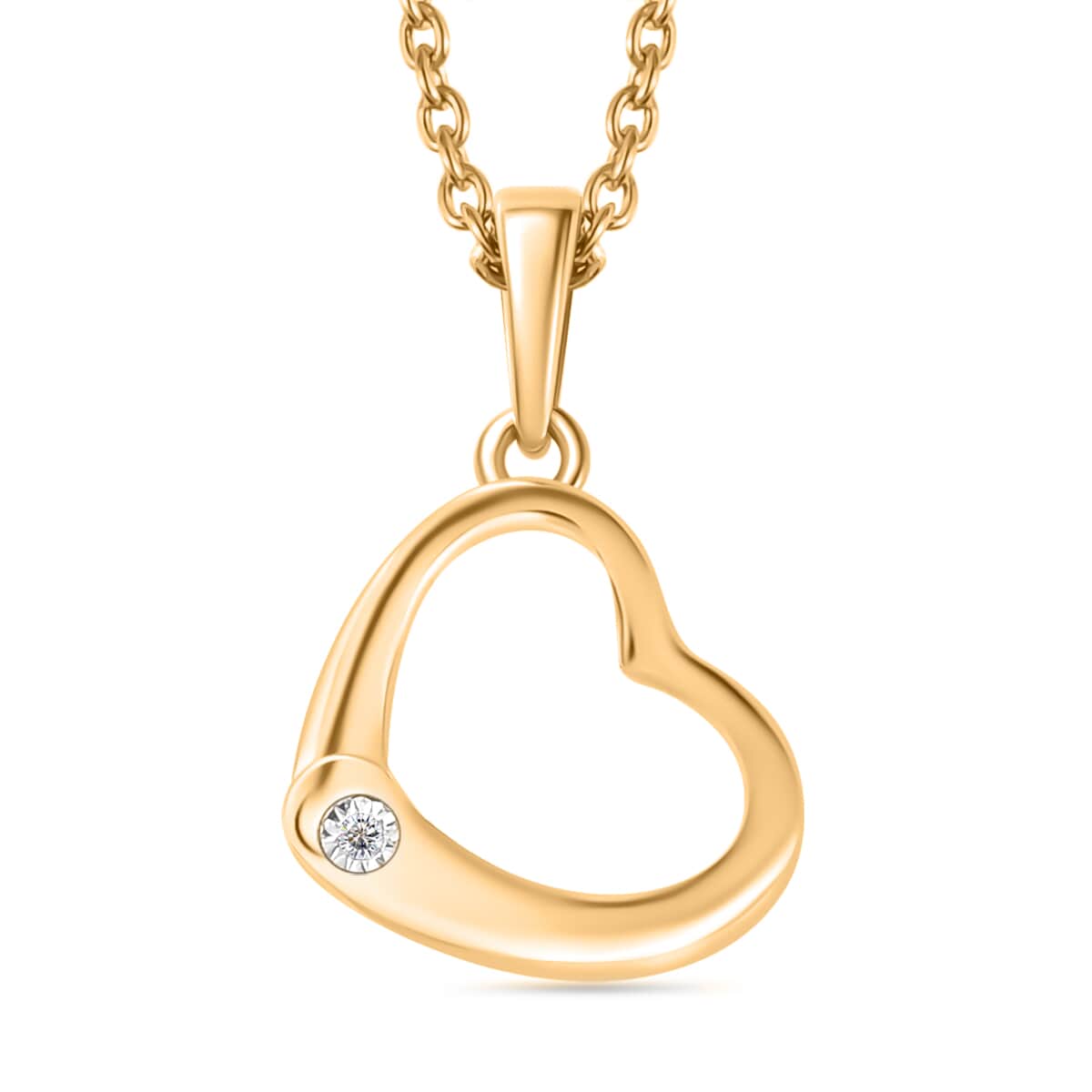 Diamond Accent Heart Pendant in 14K Yellow Gold Over Sterling Silver with ION Plated YG Stainless Steel Necklace 20 Inches image number 0