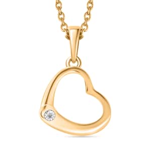 Diamond Accent Heart Pendant in 14K Yellow Gold Over Sterling Silver with ION Plated YG Stainless Steel Necklace 20 Inches