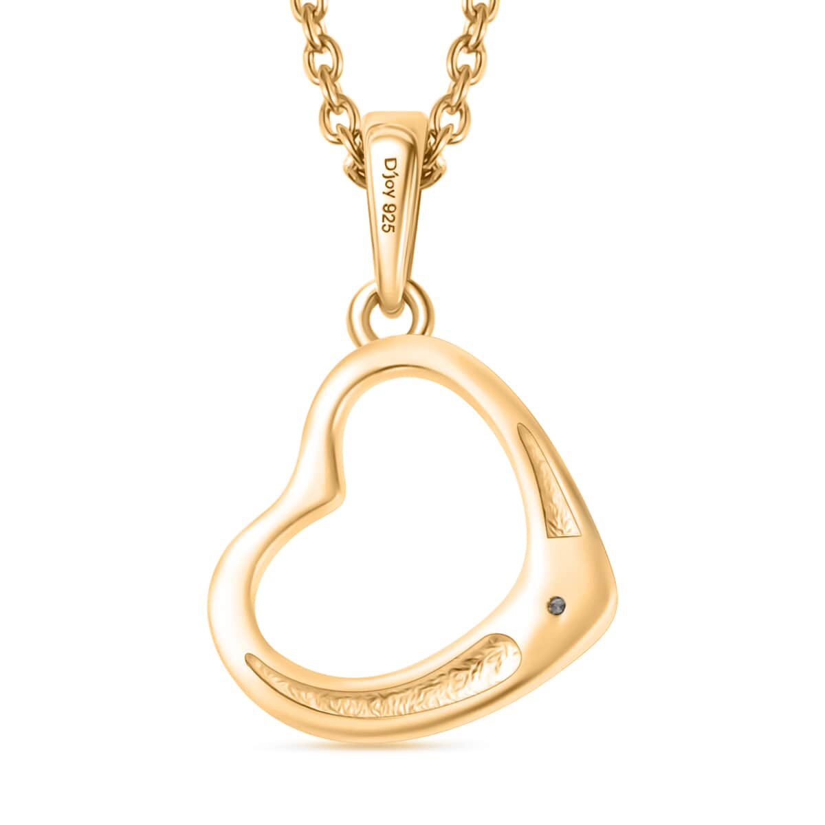 Diamond Accent Heart Pendant in 14K Yellow Gold Over Sterling Silver with ION Plated YG Stainless Steel Necklace 20 Inches image number 4