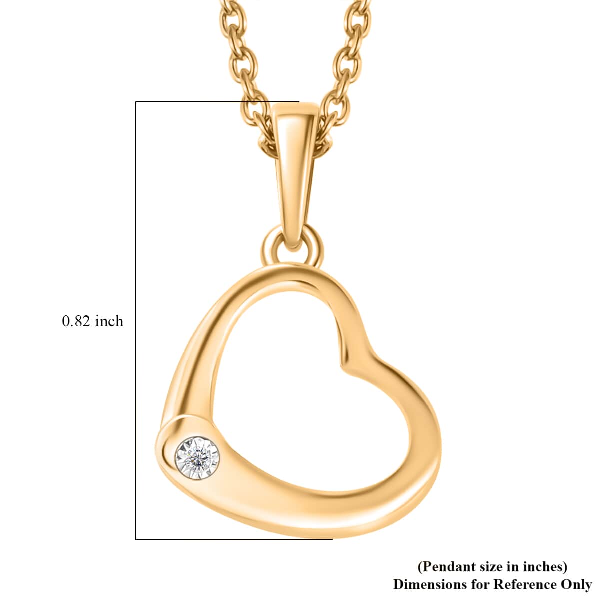 Diamond Accent Heart Pendant in 14K Yellow Gold Over Sterling Silver with ION Plated YG Stainless Steel Necklace 20 Inches image number 6