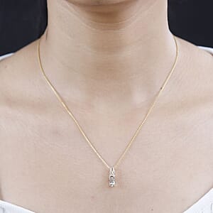 AAA Turkizite and Diamond Victorian Era Pendant Necklace 20 Inches in 18K Vermeil Yellow Gold Over Sterling Silver 0.60 ctw