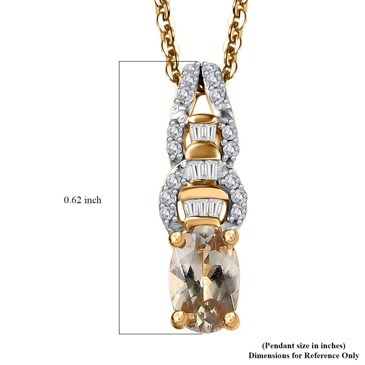 AAA Turkizite and Diamond Victorian Era Pendant Necklace 20 Inches in 18K Vermeil Yellow Gold Over Sterling Silver 0.60 ctw image number 6
