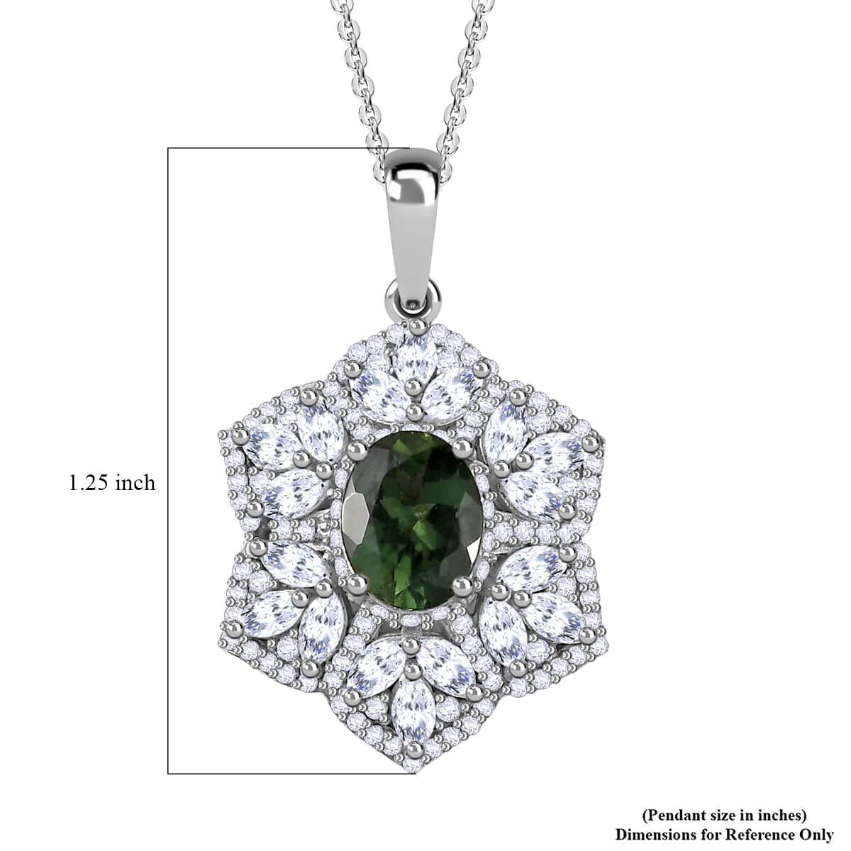 Andranomaro Green Apatite and Moissanite Flower Pendant Necklace 20 Inches in Rhodium Over Sterling Silver 4.10 ctw image number 6