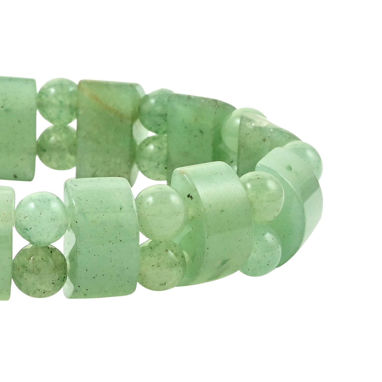 Set of 2 Green Aventurine and Red Aventurine Beaded Stretch Bracelet 302.50 ctw