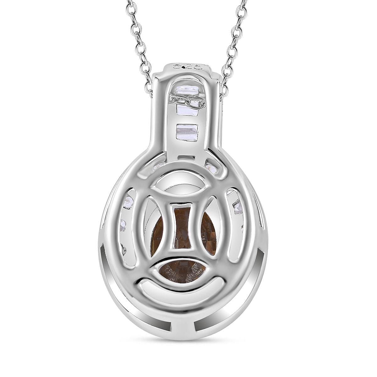 AA Yellow Zircon and White Zircon 3.52 ctw Pendant Necklace in Rhodium Over Sterling Silver 20 Inches