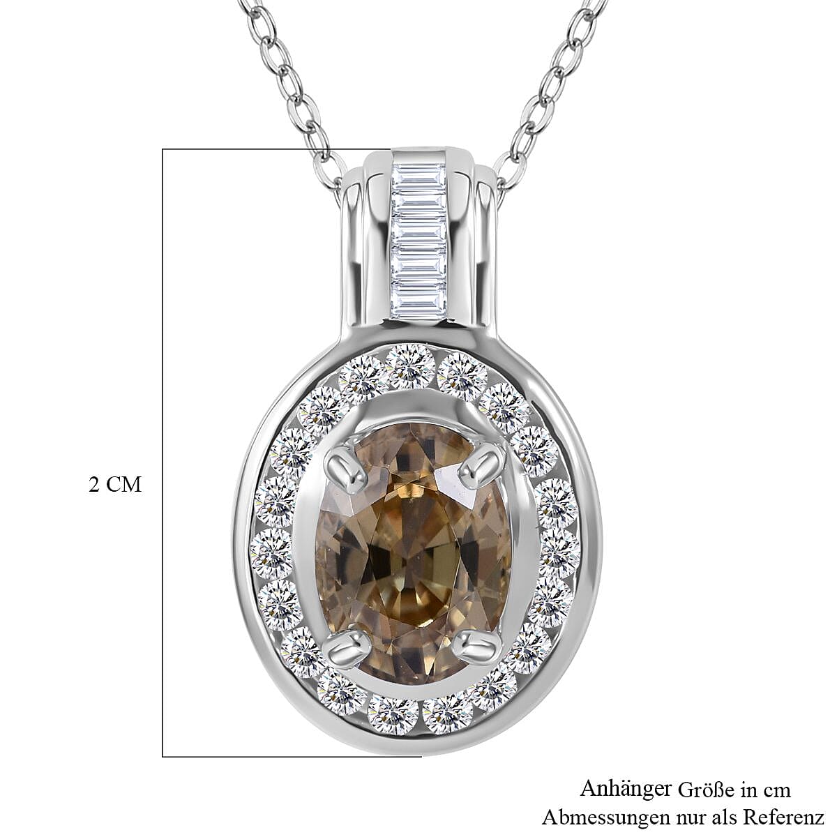 AA Yellow Zircon and White Zircon 3.52 ctw Pendant Necklace in Rhodium Over Sterling Silver 20 Inches