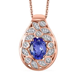 Tanzanite and Uncut Natural Pink Diamond 1.40 ctw Botanical Bliss Pendant Necklace in 18K Vermeil Rose Gold Over Sterling Silver 20 Inches