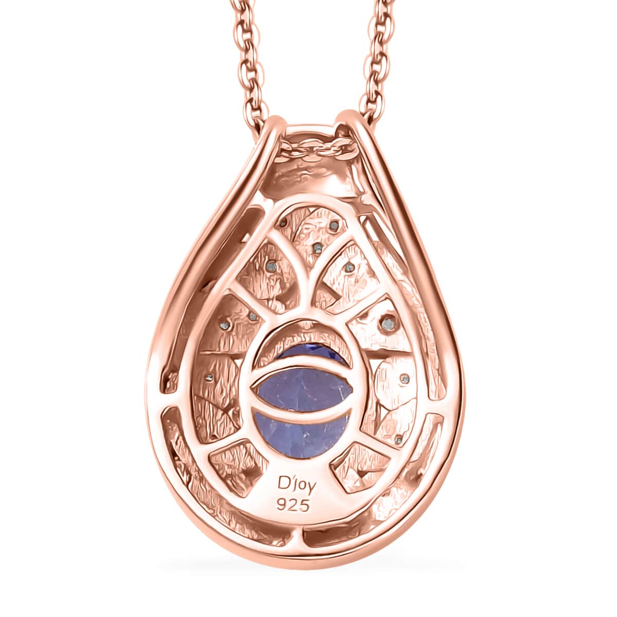 Tanzanite and Uncut Natural Pink Diamond 1.40 ctw Botanical Bliss Pendant Necklace in 18K Vermeil Rose Gold Over Sterling Silver 20 Inches image number 4