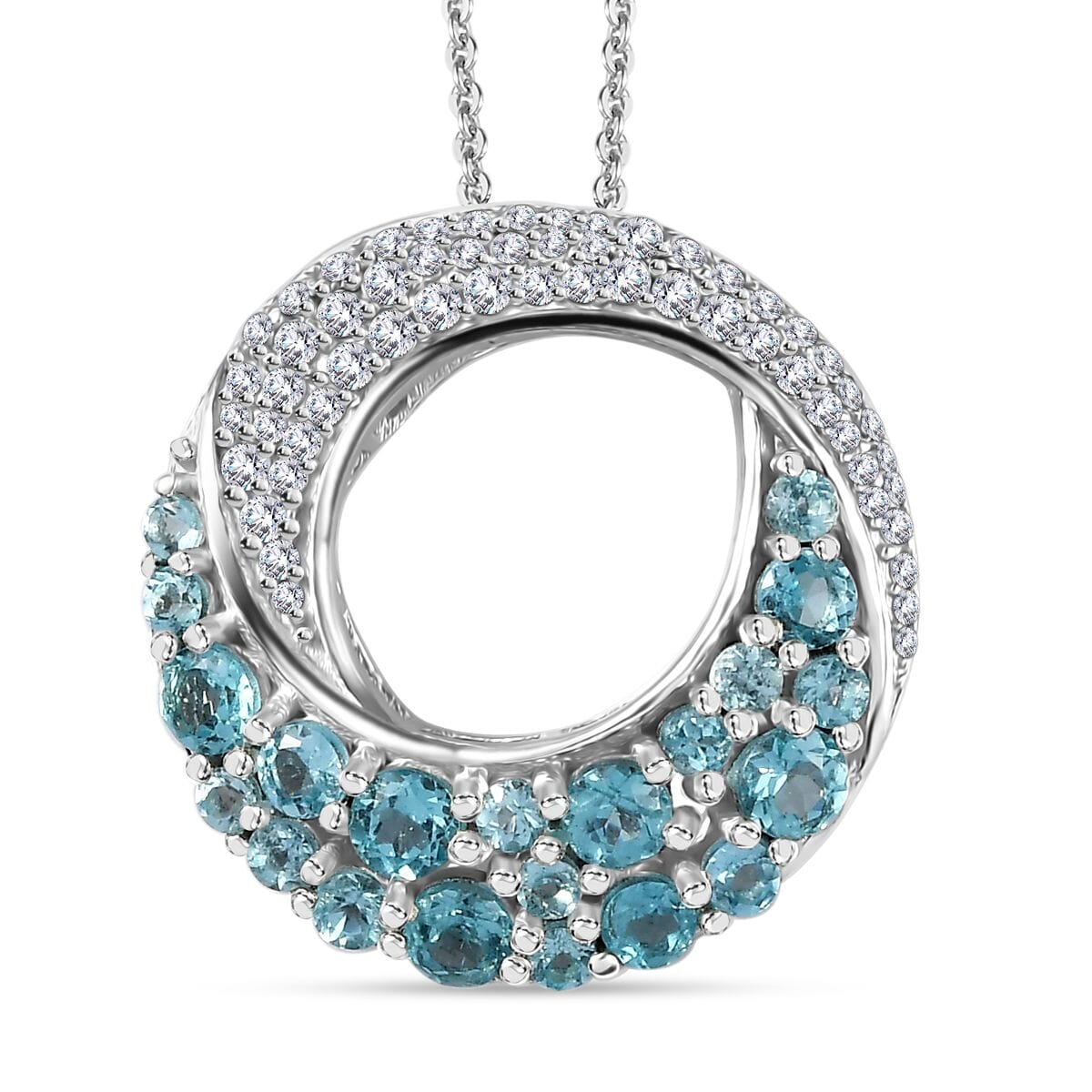 Circle and Ocean Wave Pendant Rhodium over Sterling Silver - Pendant Only Circle and Ocean Wave Pendant Rhodium over Sterling Silver - Pendant Only