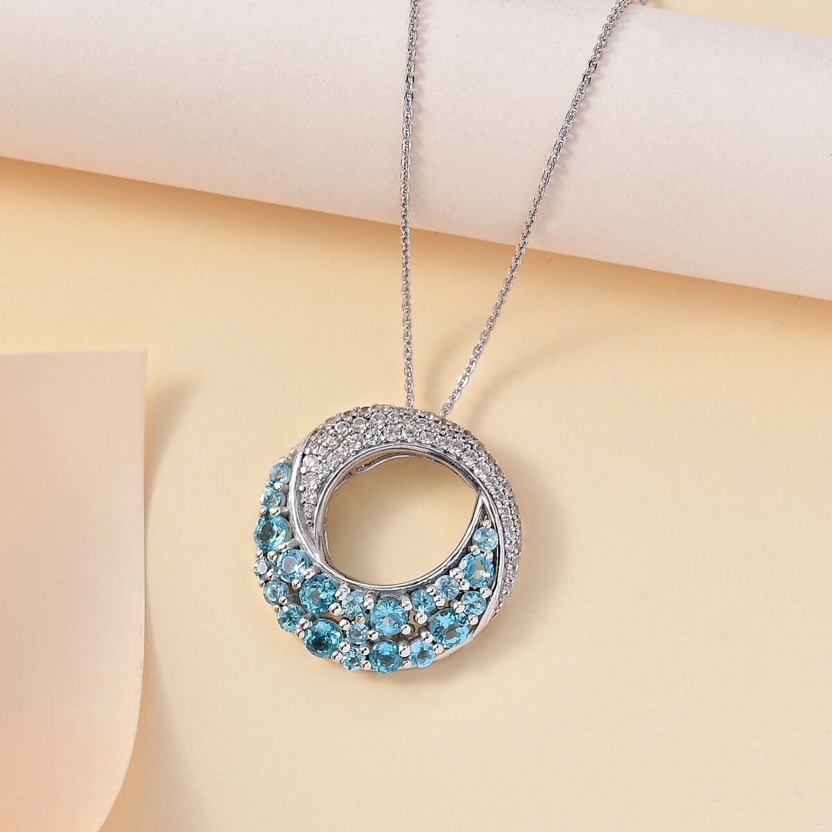 Circle and Ocean Wave Pendant Rhodium over Sterling Silver - Pendant Only Circle and Ocean Wave Pendant Rhodium over Sterling Silver - Pendant Only