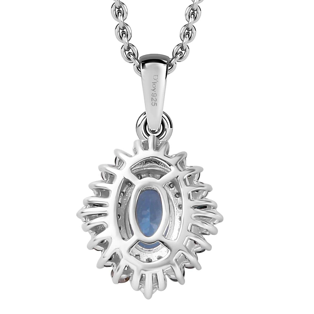 Santa Maria Aquamarine and Multi Diamond Floral Pendant Necklace 20 Inches in Rhodium Over Sterling Silver 1.25 ctw image number 4