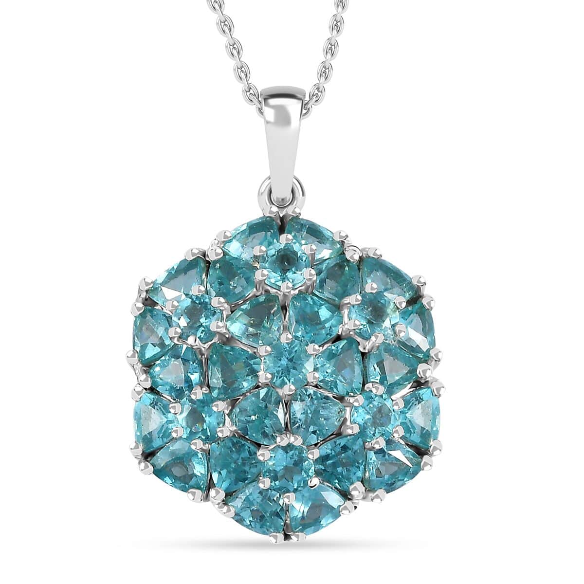 Betroka Blue Apatite 5.25 ctw Bunch of Flower Pendant Necklace in Rhodium Over Sterling Silver 20 Inches image number 0