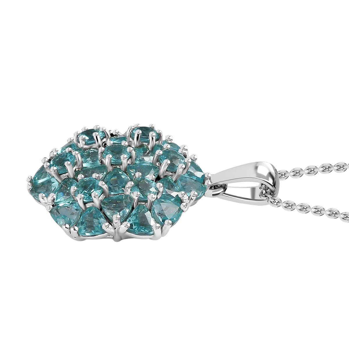 Betroka Blue Apatite 5.25 ctw Bunch of Flower Pendant Necklace in Rhodium Over Sterling Silver 20 Inches image number 3