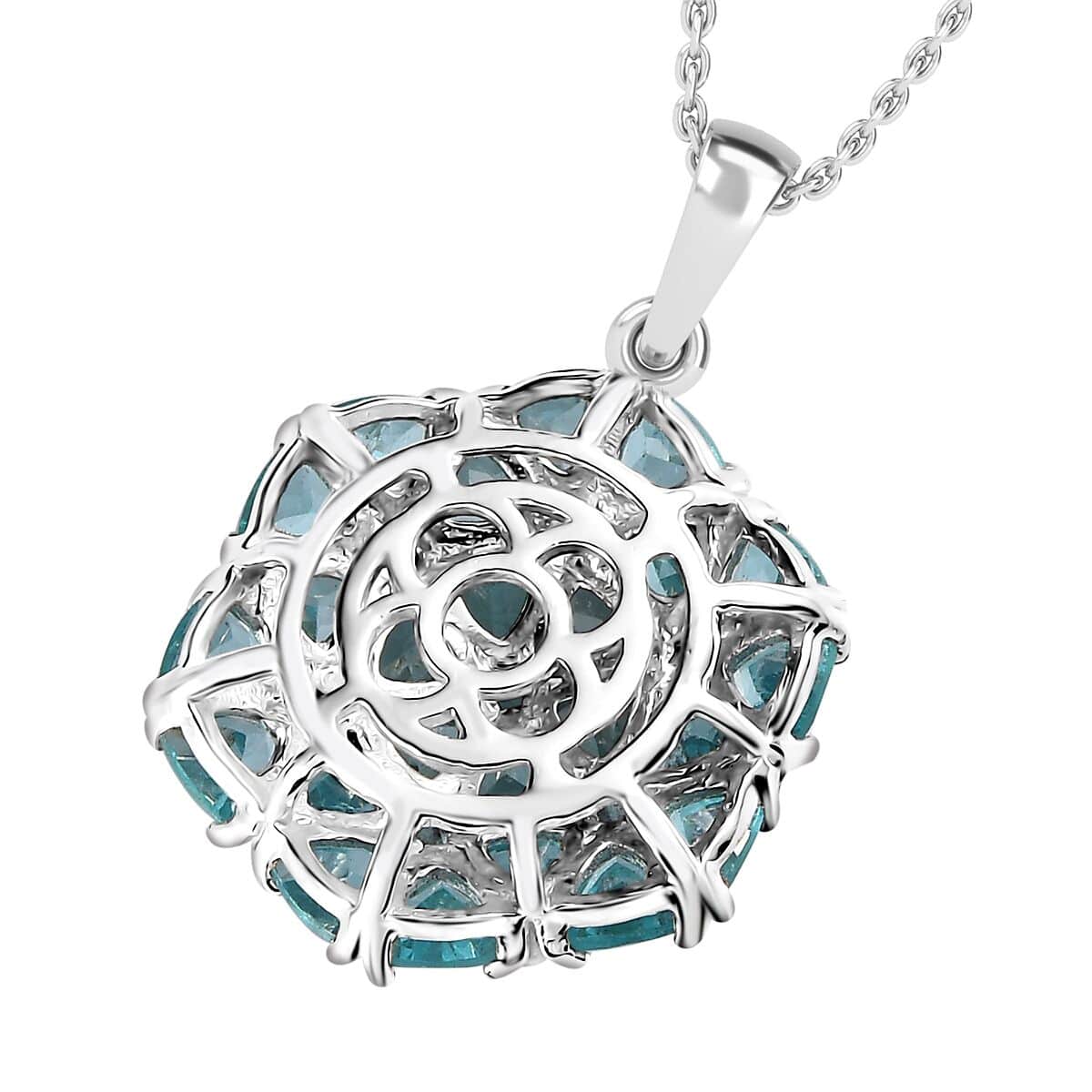 Betroka Blue Apatite 5.25 ctw Bunch of Flower Pendant Necklace in Rhodium Over Sterling Silver 20 Inches image number 4