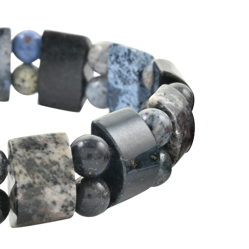 Set of 2 Multi Gemstone and Dumortierite Stretch Bracelet 282.50 ctw