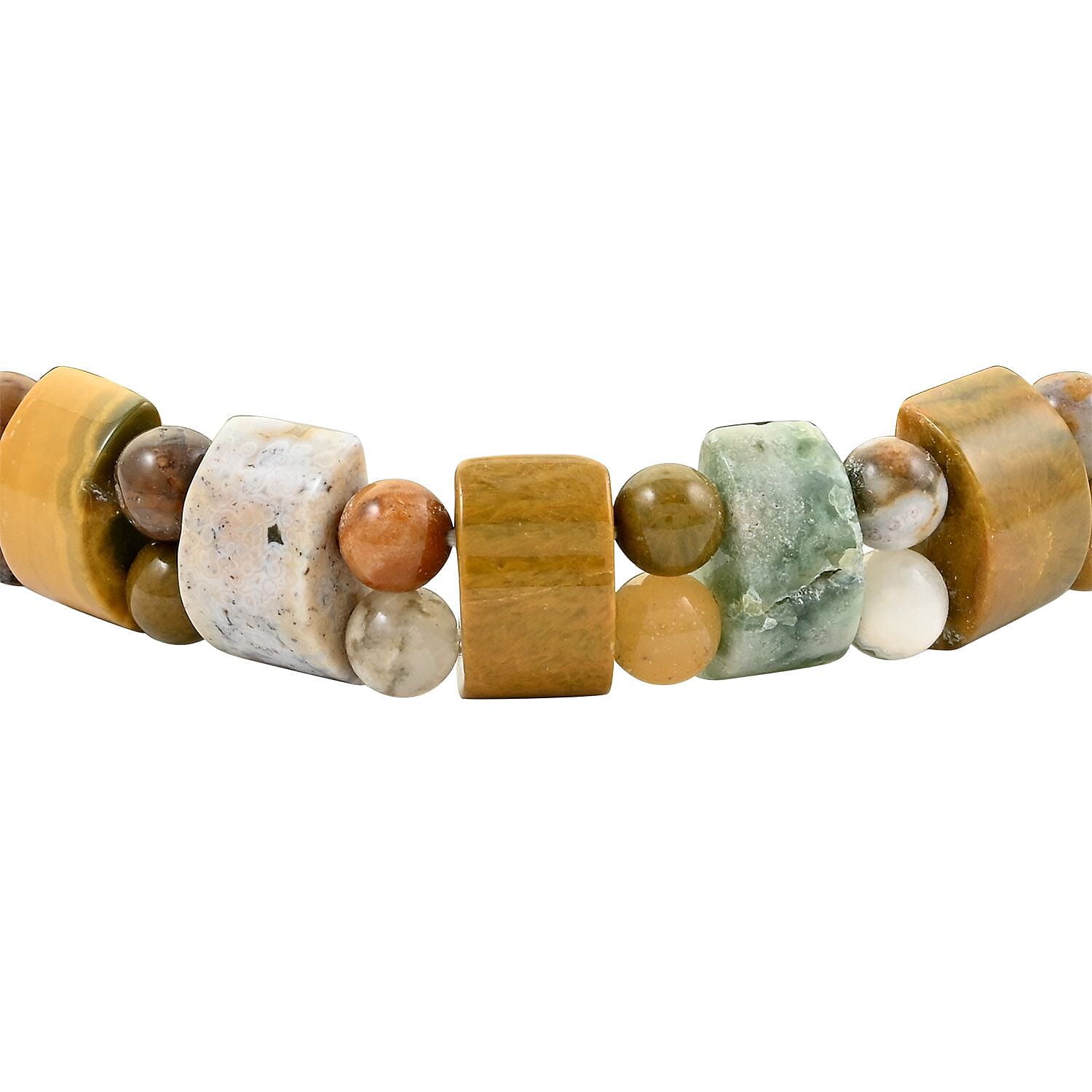 Set of 2 Rhodonite and Ocean Jasper Beaded Stretch Bracelet 314.50 ctw