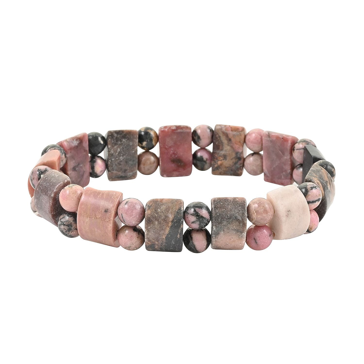 Set of 2 Rhodonite and Ocean Jasper Beaded Stretch Bracelet 314.50 ctw