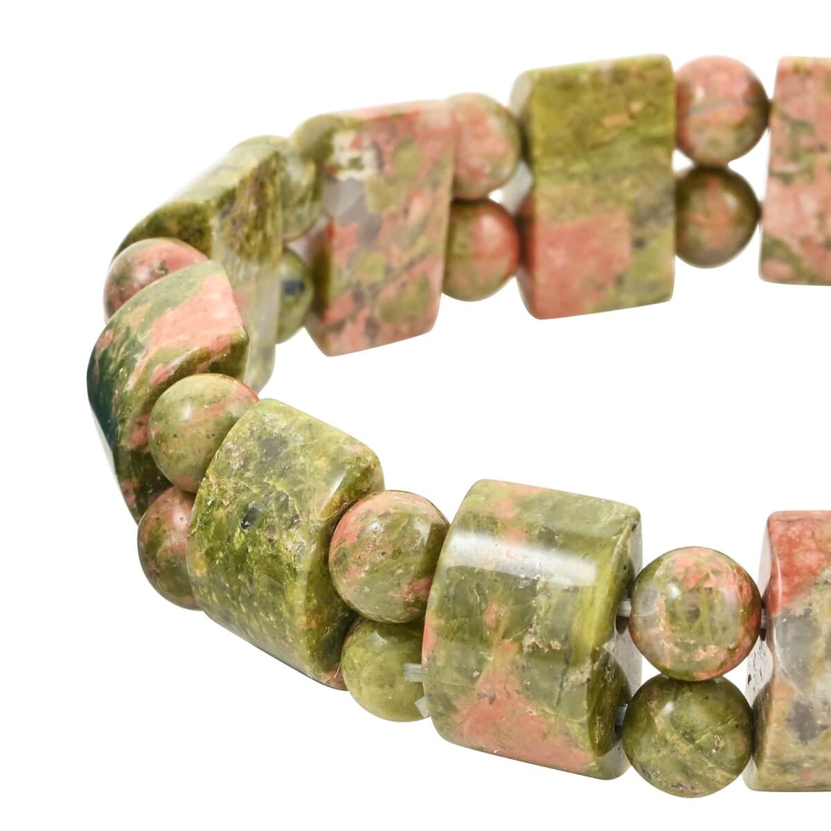 Set of 2 Unakite and Turquoise Beaded Stretch Bracelet 288.00 ctw image number 3