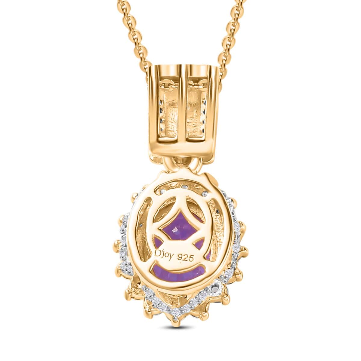 Tanzanite and White Zircon Sunburst Pendant Necklace 20 Inches in Vermeil Yellow Gold Over Sterling Silver 1.90 ctw image number 4