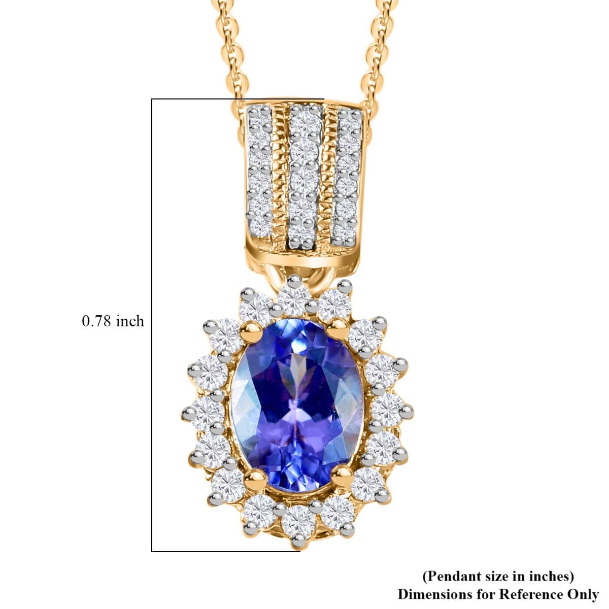 Tanzanite and White Zircon Sunburst Pendant Necklace 20 Inches in Vermeil Yellow Gold Over Sterling Silver 1.90 ctw image number 5