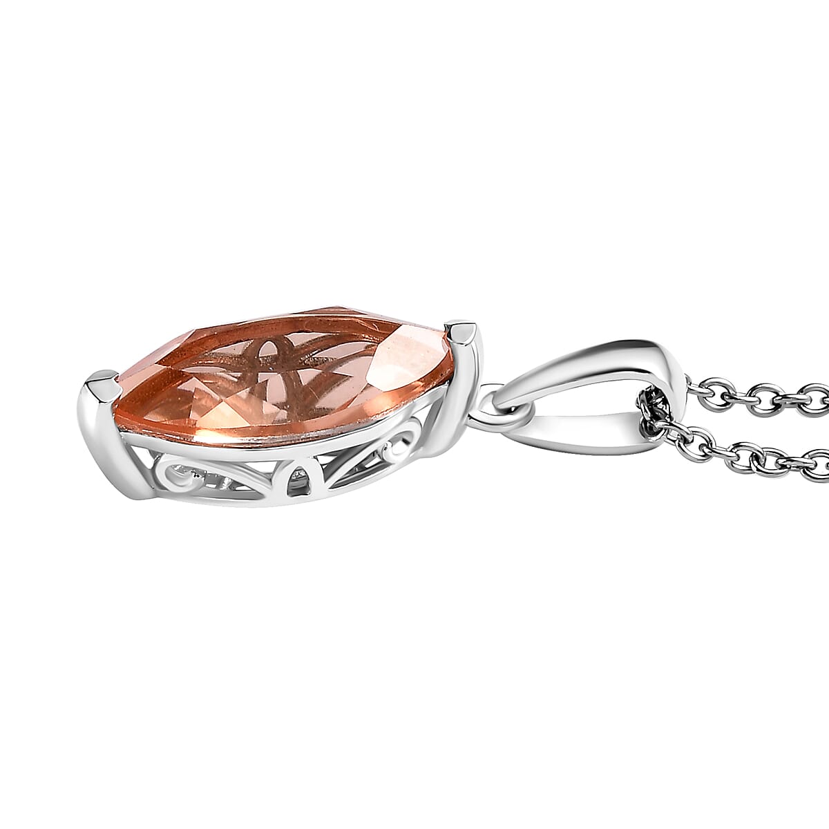 Morganique Quartz (Triplet) 4.50 ctw Pendant Necklace in Rhodium Over Sterling Silver 20 Inches